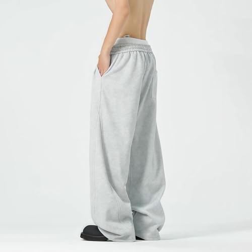Men's Baggy Sweatpants Autumn 2025 Elastic Waist Drawstring Wide Leg Track Pants Casual Loose Joggers with2