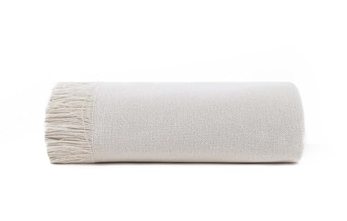Todocama - Mehrzweck-Tagesdecke, Sofaüberwurf, Überwurf für Bett, Sofaüberwurf, Jarapas, einfarbig (180 x 260 cm, cremefarben).