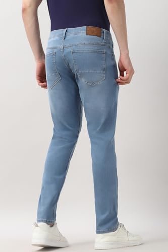 Image of Peter England Men's Skinny Fit Jeans | Denim Mid Washed | Casual Wear | Stylish Bottoms