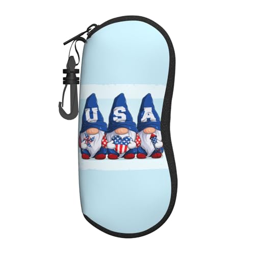 TZTTZT - Funda para anteojos de sol de gnomos en Estados Unidos, funda de lectura con gancho, funda de neopreno suave y ligera con cierre para mujeres y hombres