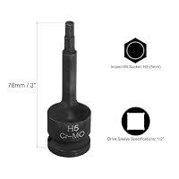 QUARKZMAN 2 Stück 1/2" Kraft Schlagnuss Innensechskant H5 78mm Schwarz – Ansicht 2