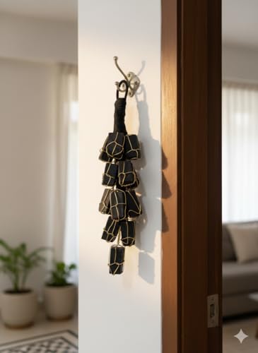 Image of Black Tourmaline Crystal Rough Tumble Chunks, Natural Stone for Protection, Vastu Correction, Negative Energy Shield, Evil Eye Protection, Hanging Ornament (Black)
