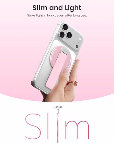 Image of 2026 Klearlook for MagSafe Phone Grip with Silicone Finger Strap, Removable Magnetic Phone Ring Holder with Adjustable Kickstand, Finger Phone Ring Grip for iPhone 17 /16 /15 /14 /13 /12 Series, White