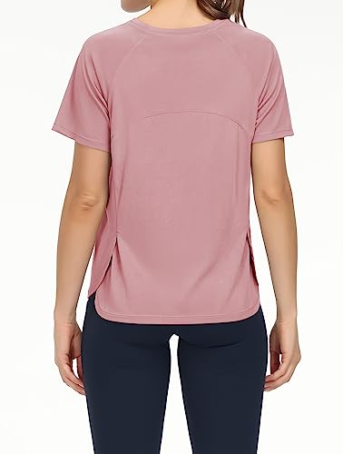 THE GYM PEOPLE Women's Short Sleeve Workout Shirts Breathable Yoga T-Shirts with Side Slits Athletic Tee Tops