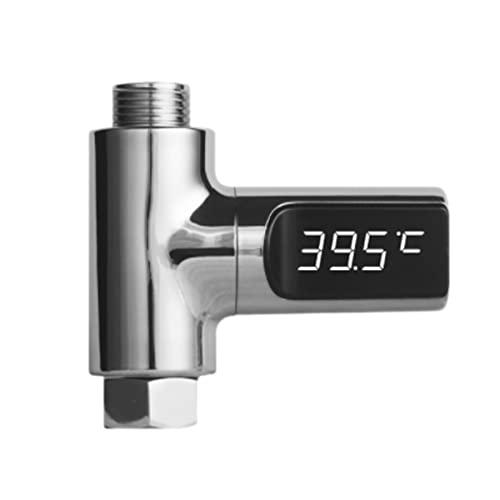 Gokelomg LED-Anzeige Duschthermometer, Wasserdurchfluss Selbstgenerierender Duschtemperaturmesser für die Babypflege
