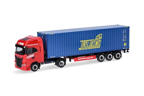 Herpa Maquette Camion Iveco S-Way LNG Container-Sattelzug HH Bode/Tailwind(Schleswig-Holstein/Lübeck), échelle 1/87, Model Allemand, pièce de Collection, Figurine...