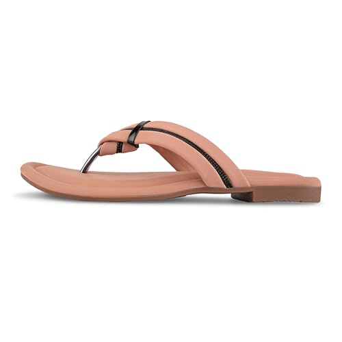 Image of Centrino Women's Flat Thong Sandals | Stylish Embellished Strappy Flip-Flops | Open-Toe Slip-On with Metallic Studs| Soft Cushioned Footbed for Comfort | Elegant & Durable Fashion Footwear (9313)