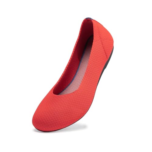 Image of Frank Mully Women's Ballet Flat Shoes Knit Dress Shoes Round Toe Slip On Ballerina Flats for Woman Low Wedge Comfort Soft