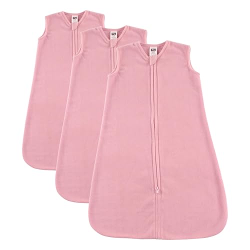 Image of Hudson Baby Unisex Baby Plush Sleeping Bag, Sack, Blanket, Solid Light Pink Fleece, 6-12 Months (Pack of 3)