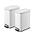 QUALIAZERO 5L / 1.3 Gallon Stainless Steel Step-On Bathroom Trash Can, Slim Shape, Pack of 2, Starter Set (Matte White)