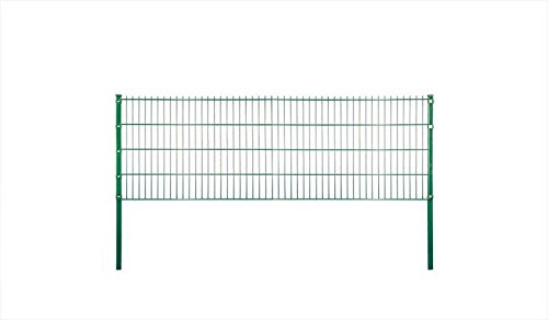 Preisvergleich Produktbild Doppelstabmatten-Zaun Komplett-Set / verzinkter Stahl / grüne Pulverbeschichtung (RAL 6005) Höhe:120 cm / 12,5 m Länge / Drahtstärke 6-5-6 mm / inkl. Gitterstabmatten, Zaun-Pfosten und Montagematerial