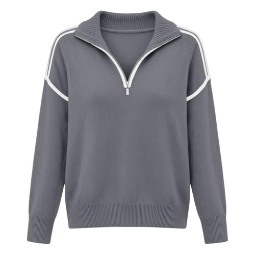 Half Zip Pullover Women Lightweight Collared Cropped Knit Sweaters - image 4