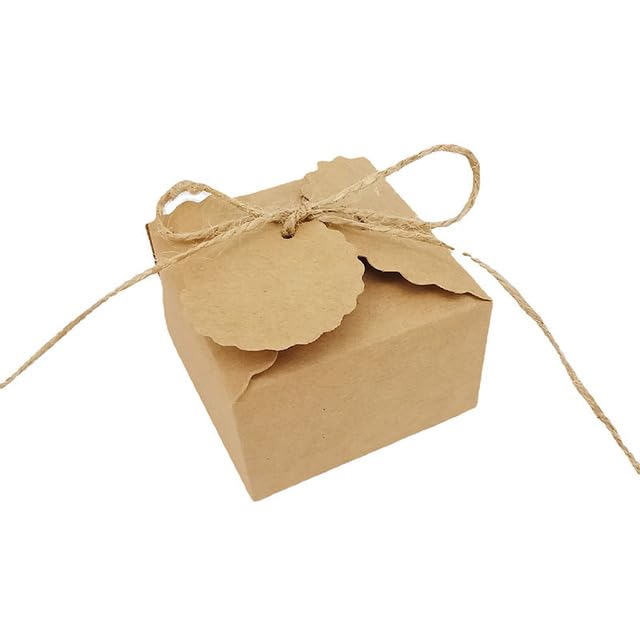 30/50/100Pcs Kraft Paper Christmas Wedding Candy Box Bomboniera Scatole per imballaggio Regalo con Corda Baby Shower Decorazione per Feste di Compleanno