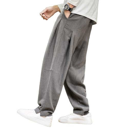 Pantalon en lin ample homme de qualité supérieure style rétro chic - 5