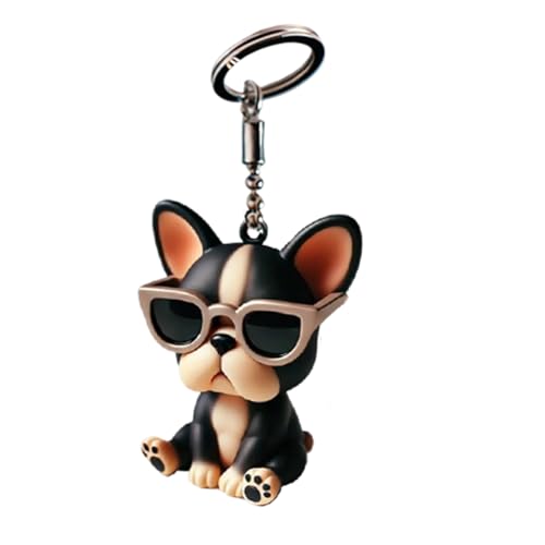 Keechchain di bulldog francese divertente, portachiavi per cani - Toys 3D francese bulldog acrilico - Accessori fatti a mano da 2,95 pollici, per ragazzi e ragazze, uomini donne