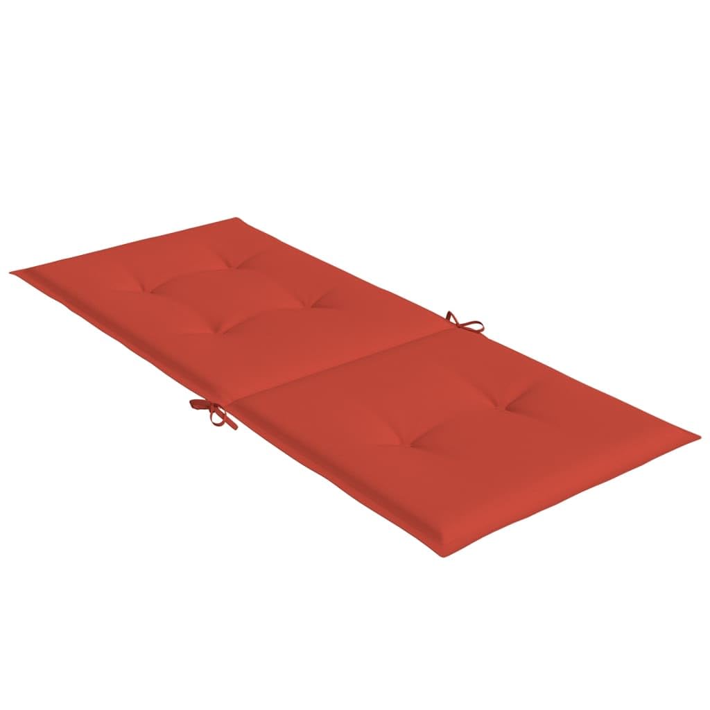 4er Set Hochlehner-Auflagen 120x50x4 cm Melange Rot - Bequeme Stuhlkissen für Gartenstühle und Hochlehner aus Polyester - Weiche Auflagen für Gartenmöbel und Terrassenstühle