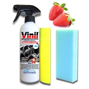 LIMPIARCOCHE.COM SANMARINO ABRILLANTADOR SALPICADEROS Efecto Seda + BAYETA + Esponja con Pistola 500 ML. Aroma Fresa Cover
