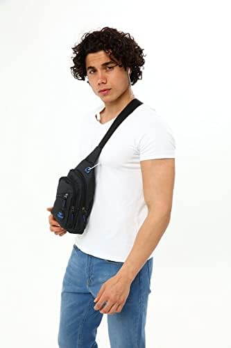 Av A Dos Çapraz Askılı Çanta, Göğüs Çantası, Unisex Siyah Keten Kulaklık Çıkışlı Çapraz Askılı Bel Omuz Çanta Göğüs Bodybag - Görsel 3