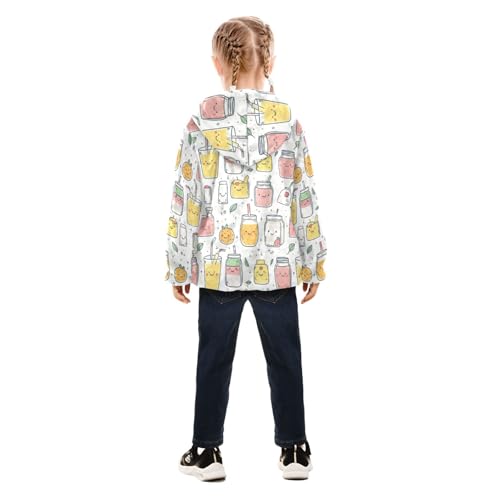 Cute Various Drinks Girls Fleece Jacket Girls Fall Jacket Girl Coats Zip Up Hoodie Children Sherpa Warm Outerwear 2-10T4