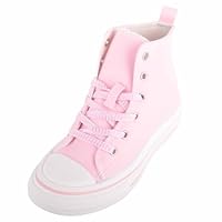 ABSOLUTE FOOTWEAR Kids Childrens Lace Up High Top Canvas Trainer with Platform Sole