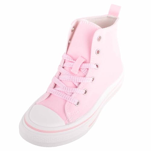 ABSOLUTE FOOTWEAR Baskets montantes à lacets pour enfants en toile avec semelle plateforme, rose, 32 EU