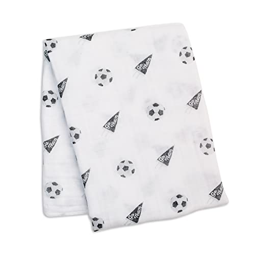 Image of Lulujo Baby Swaddle Blanket| Unisex Softest 100% Cotton Muslin Swaddle Blanket| Neutral Receiving Blanket for Girls & Boys | 47in x 47in Soccer