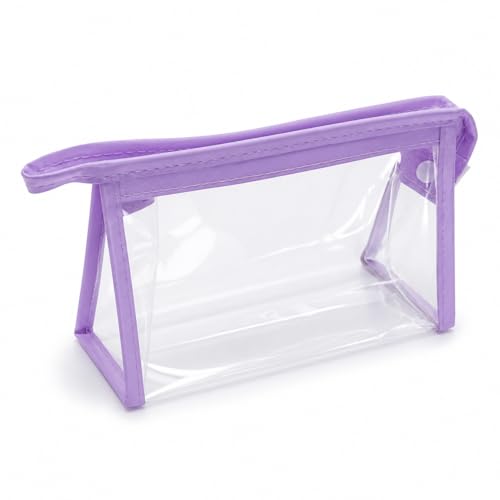 Necessaire Transparente com Zíper, Bolsa Organizadora de Maquiagem e Cosméticos (Roxo)