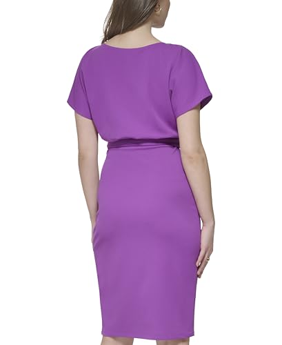Image of Kensie Womens Short Sleeve Tie Waist Midi Dress