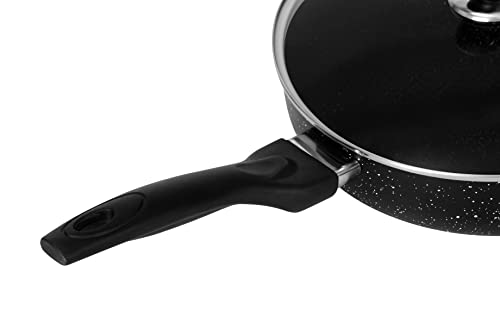 Bartan 28cm Classic Frying Pan with Glass Lid, 3-Ply Marble Non-Stick Coating, Aluminium, Suitable for Induction Cookers/Stoves, Cool-Touch Bakelite Handle - Image 4
