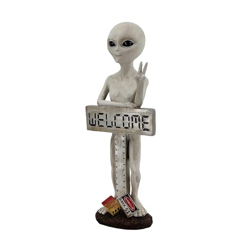 Estatua Alien de Resina con Letrero Bienvenida miniatura 4