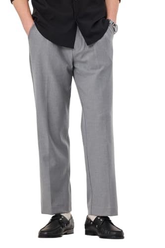 Image of SNITCH Men Casual Trousers| Baggy Fit Mid Rise Solid Plain Front Style | Breathable Cotton Blend & Lightweight Linen Fabric for Summer & Everyday Outings