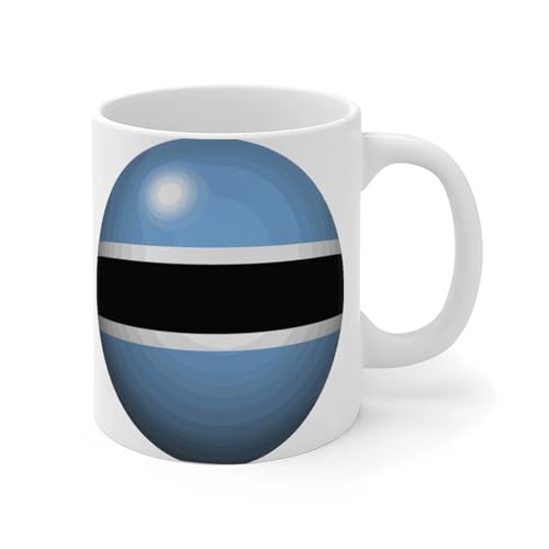 Wodevor Mug Botswana 325 ml en céramique avec drapeau aux couleurs vives pour café, thé, pendaison de crémaillère, cadeau de pendaison de crémaillère, blanc