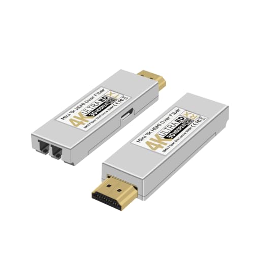 Image of 4K HDMI Over Fiber Extender Kit, 300m Long Distance Transmission with OM3 Cable, Support 4K@30Hz for Home Theater Digital Signage, HDMI 1.4 / HDCP 1.2, Mini Design with Broadcasting, a Pair