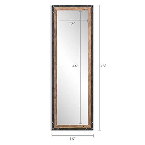 Barnyard Designs 16X48 Leaner Floor Mirror Full Length, Large Rustic Wall Mirror, Free Standing Leaning Hanging Wood And Metal Mirror Full Size, Farmhouse Long Mirror Bedroom Living Room, Brown #TOP3