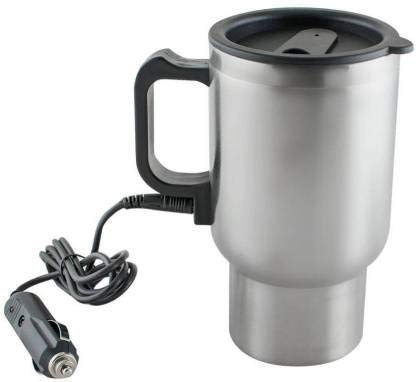 Metroplus 12V Car Charging Electric Kettle Stainless Steel Travel Coffee Mug Cup Heated Thermos 450ML Electric Kettle (450ML, Silver)