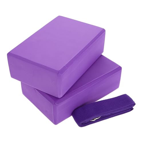 FOYTOKI Yoga Blocks Strap Set 2 Eva Foam Blocks 1 Stretching Strap Fitness for Yoga Stretching