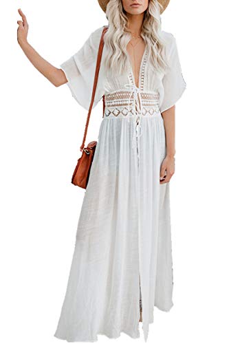 YouKD Long Kaftan Bohemian Kimono Beach Swimsuit Cover Up Maxi Dress for Women