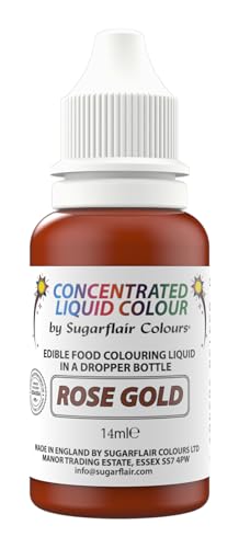 Sugarflair Rose Gold Liquid Food Colouring Droplet For Painting By Mixing With Rejuvenator Spirit - 14ml