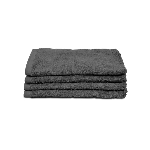 Sedalinne - Pack de 4 Paños de Cocina 45x45 cm, 100% Algodón 450 g/m² con Colgador - Gris Oscuro