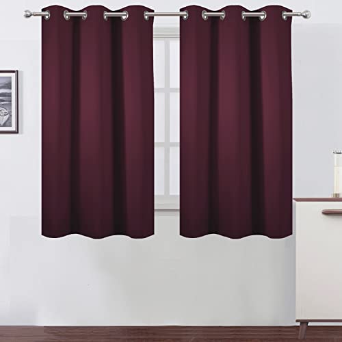 Image of LEMOMO Burgundy Blackout Curtains 38 x 54 Inch Length /Set of 2 Curtain Panels /Thermal Insulated Room Darkening Blackout Curtains for Bedroom