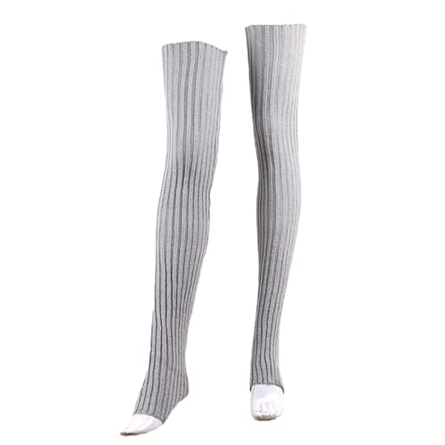 31,5 pulgadas de largo en la rodilla calcetines largos de invierno suaves y gruesos sin pies altos para mujer, calentadores de piernas para hombre, compatibles con motocicleta, gris, Talla única