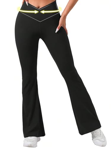 Butt Lifting Flare Leggings for Women Tummy Control Wide Leg Flared Yoga Pants3