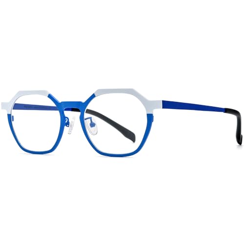 Image of FONEX Colorful Pure Titanium Glasses Frame Women Retro Round Eyeglasses