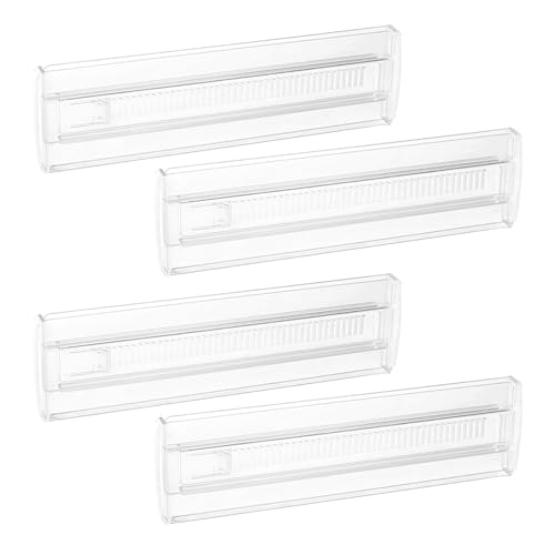 Gadpiparty Divisores de Cajones Ajustables Transparentes de Plástico, Organizador de Cocina y Armario, Pack 4 Unidades, Separadores Expandibles para Ropa, Utensilios y Almacenamiento