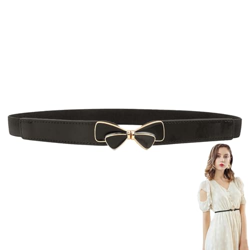 ARYIMYDP Cinturón Elástico Fino para Mujer, Cinturón Retro Extensible con Lazo Dorado, Discreto y Sencillo para Vestidos, Faldas Vaqueras, Pantalones y Faldas