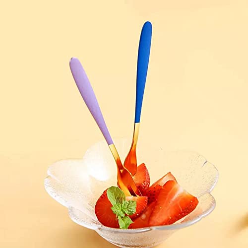 Image of Mini Cocktail Forks Appetizer Forks 18 /10 Stainless Steel Fruit Forks Dessert Forks Tasting Forks Appetizer Small Forks Set Appetizer Cake Fruit Forks Set (Blue,Set of 10)