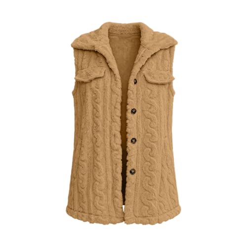 Womens Fuzzy Vest Hooded Sleeveless Sherpa Jacket Button Down Fleece Coat - image 9