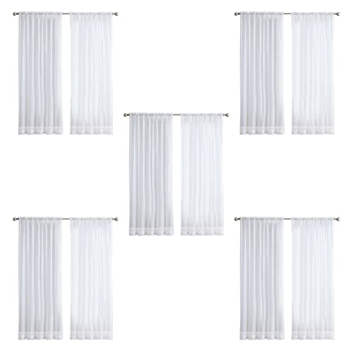 Anneth - Cortinas de tul para salón, decoración moderna, gasa de gasa, transparente, 10 unidades, gran mano, color blanco