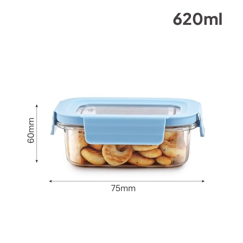 Image of CELLO Stylelock Pet Storage Container for Kitchen 620 ml Baby Blue | Freezer & Fridge Safe Stackable Airtight Kitchen Storage Container Jar Box Set for Biscuits Bread Coffee Fruits Pasta Flour Spices