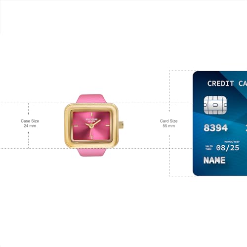 Image of Sonata Poze 7 Analog Pink Dial Gold Sheet Metal Ring Strap Watch for Women - SP80143KM02W